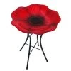 Panacea Products Decorative Glass Poppy Bird Bath And Stand