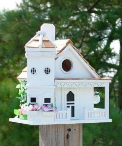 Home Bazaar Flower Pot Cottage White Bird House