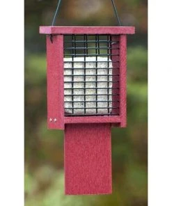 Woodlink Going Green Suet Feeder With Tail Prop, Red Hanging Feeders