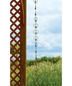 Ancient Graffiti Heart And Bell Rain Chain, Flamed Copper Lawn & Garden