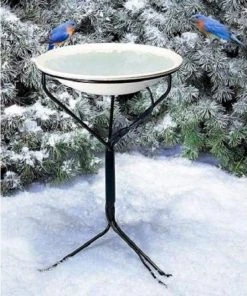 Allied Precision Heated Bird Bath With Metal Stand, White