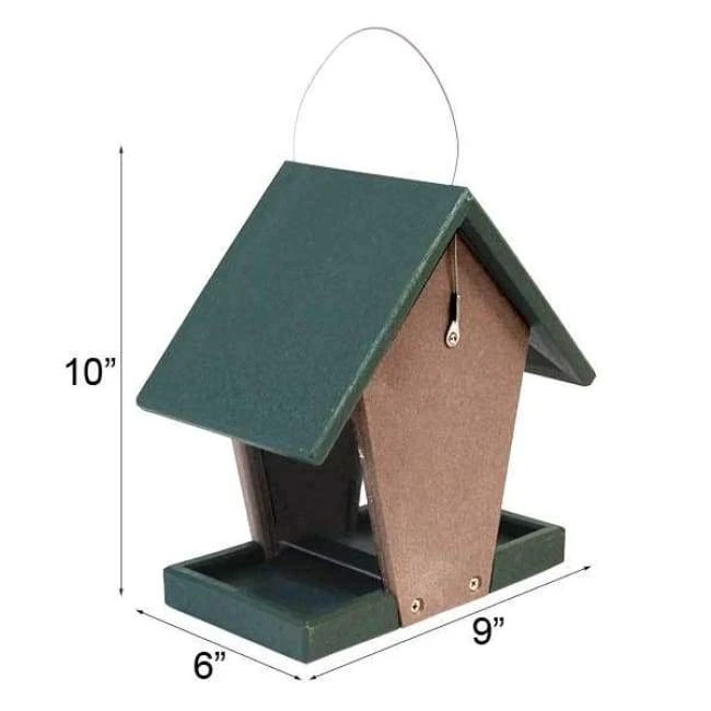Songbird Essentials Hanging Feeders Hopper Bird Feeder, Green And Brown, Small 4 Songbird Essentials Hanging Feeders Hopper Bird Feeder, Green And Brown, Small