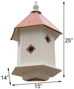 A Wing And A Prayer Decorative Houses Magnolia Bird House With Hammered Copper Colored Metal Roof
