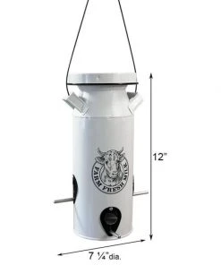 Woodlink Milkhouse Vintage White Milk Can Bird Seed Feeder Hanging Feeders