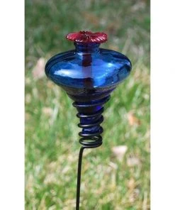 Parasol Hummingbird Feeders Mini-Blossom Blue Hummingbird Feeder With Stake