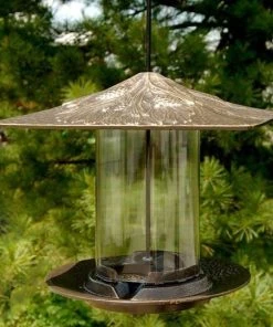 Whitehall Products Pinecone French Bronze Colored Tube Bird Feeder Hanging Feeders