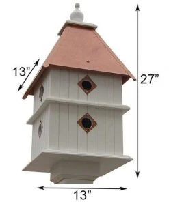 A Wing And A Prayer Plantation Bird House With Hammered Copper Colored Metal Roof