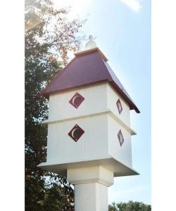 A Wing And A Prayer Plantation Bird House With Merlot Red Roof