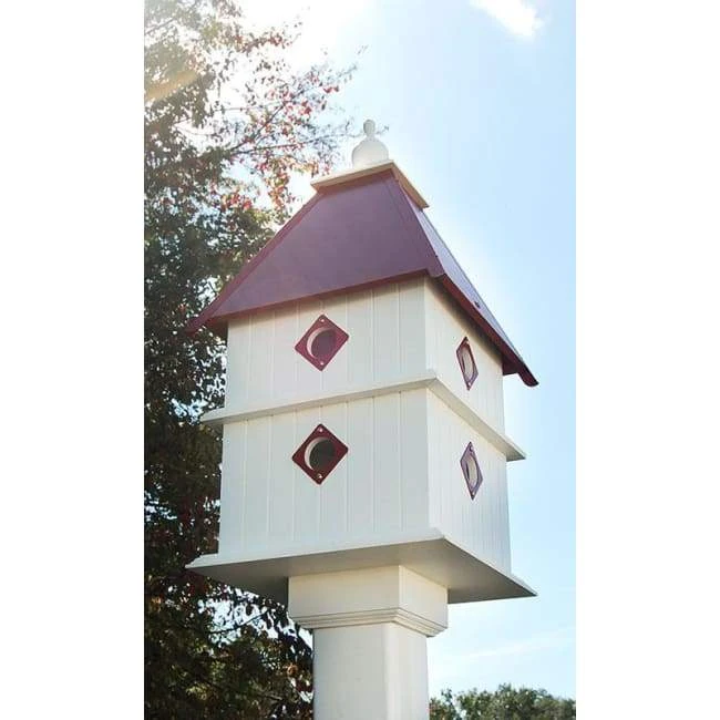 A Wing And A Prayer Plantation Bird House With Merlot Red Roof 3 A Wing And A Prayer Plantation Bird House With Merlot Red Roof
