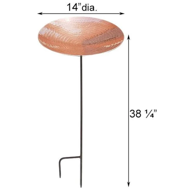 Achla Standing Bird Baths Polished Copper Metal Bird Bath And Stake 4 Achla Standing Bird Baths Polished Copper Metal Bird Bath And Stake