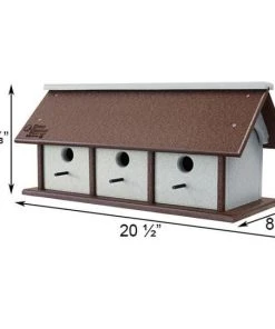 Green Meadow Houses & Feeders Polywood Recycled Plastic Horizontal Triple Wren House
