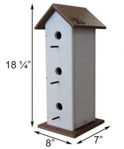 Green Meadow Houses & Feeders Post / Pole Mounted Houses Polywood Recycled Plastic Vertical Triple Wren House