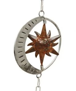Ancient Graffiti Lawn & Garden Sun And Moon Rain Chain, Copper & Silver