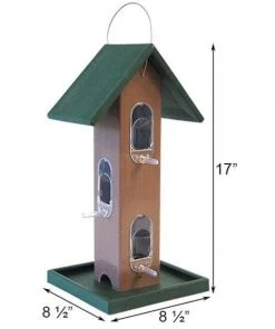 Songbird Essentials Tube Feeder With Tray, Green And Brown