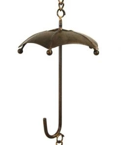 Ancient Graffiti Lawn & Garden Umbrella And Bell Rain Chain, Flamed Copper