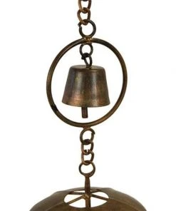 Ancient Graffiti Lawn & Garden Umbrella And Bell Rain Chain, Flamed Copper