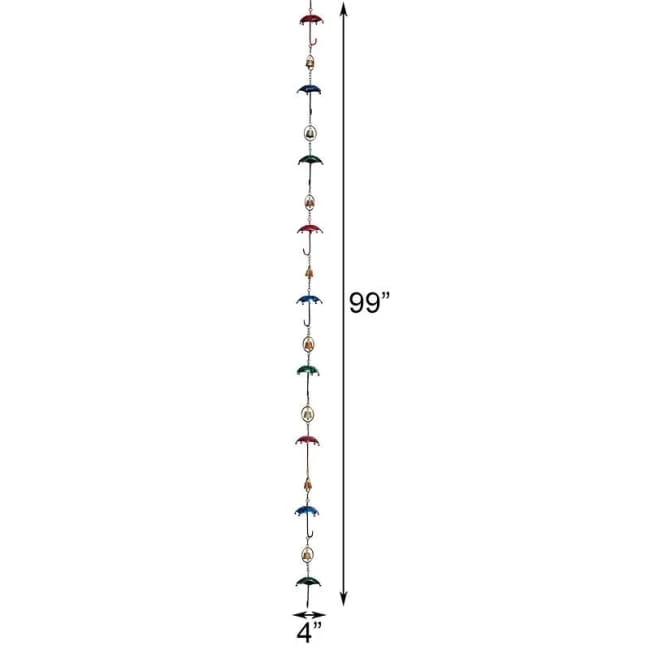 Ancient Graffiti Umbrella And Bell Rain Chain, Multicolored 6 Ancient Graffiti Umbrella And Bell Rain Chain, Multicolored