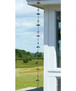 Ancient Graffiti Umbrella And Bell Rain Chain, Multicolored 11 Ancient Graffiti Umbrella And Bell Rain Chain, Multicolored