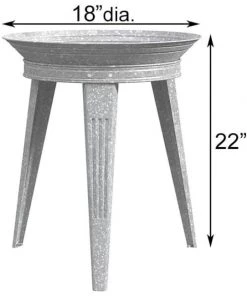 Panacea Products Vintage Galvanized Metal Bird Bath And Stand