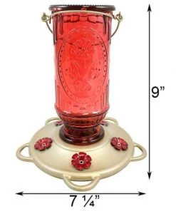 More Birds Hanging Feeders Vintage Red Bottle Hummingbird Feeder