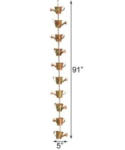 Ancient Graffiti Watering Can Copper Rain Chain