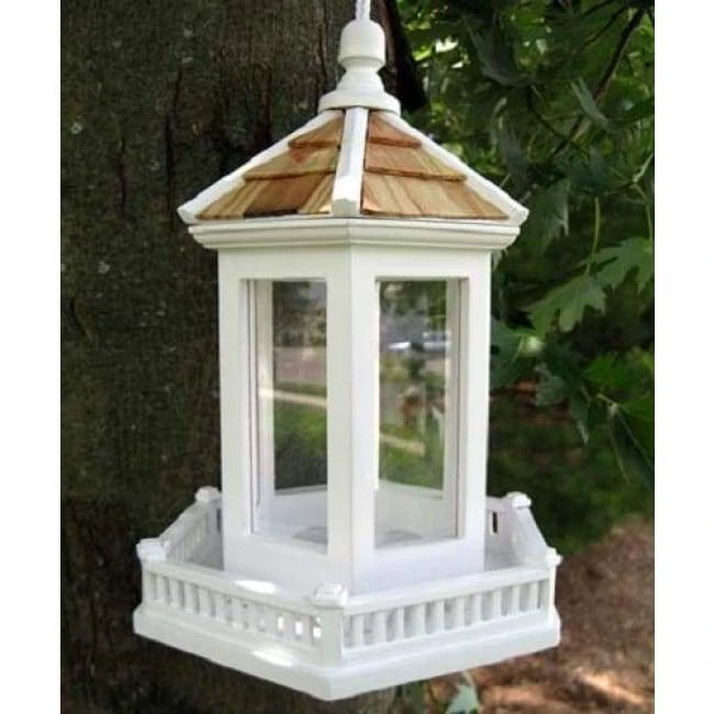 Home Bazaar White Gazebo Bird Feeder Decorative Feeders 3 Home Bazaar White Gazebo Bird Feeder Decorative Feeders