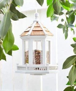 Home Bazaar White Gazebo Bird Feeder Decorative Feeders 7 Home Bazaar White Gazebo Bird Feeder Decorative Feeders